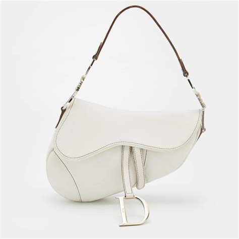 dior white leather saddle bag|dior saddle bag original.